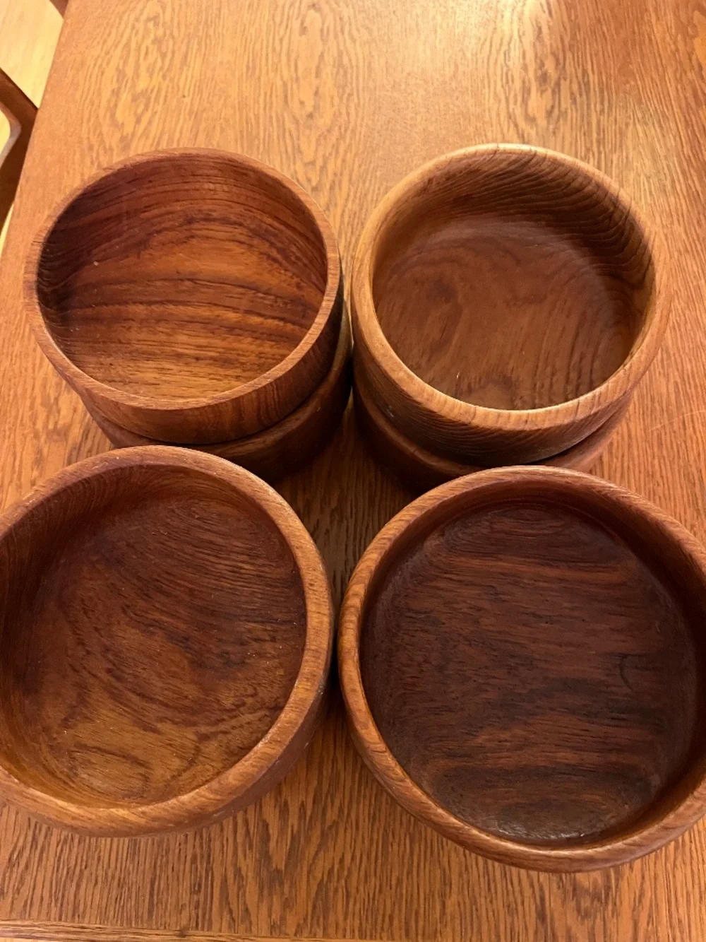 Vintage MCM Genuine Teak Wood Salad Bowls Goodwood Thailand - Set of 8